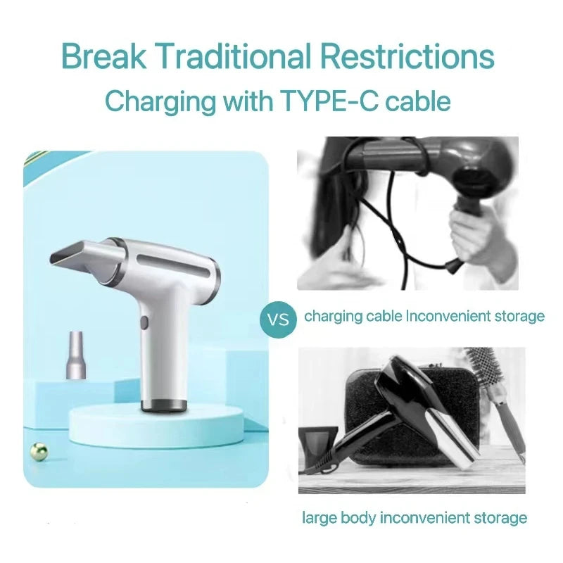Wireless Hair Dryer High-Power Wind Fast Cleaning Dust Blowing Blow Dryer Household Outdoor USB Multifunctional Hairdryer