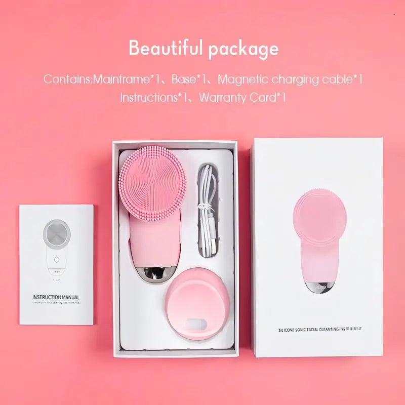 Electric Silicone Face Cleansing Brush Facial Scrubber Massager Sonic Vibration Waterproof Skin Care Tool for Pore Cleaning