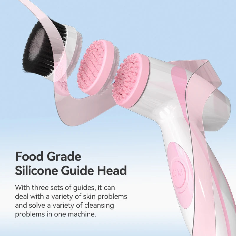 Facial Cleansing Brush, Waterproof Dual Rotating Facial Cleansing Brush, Comes With 3 Brush Heads and 2 Adjustable Speeds, Recha