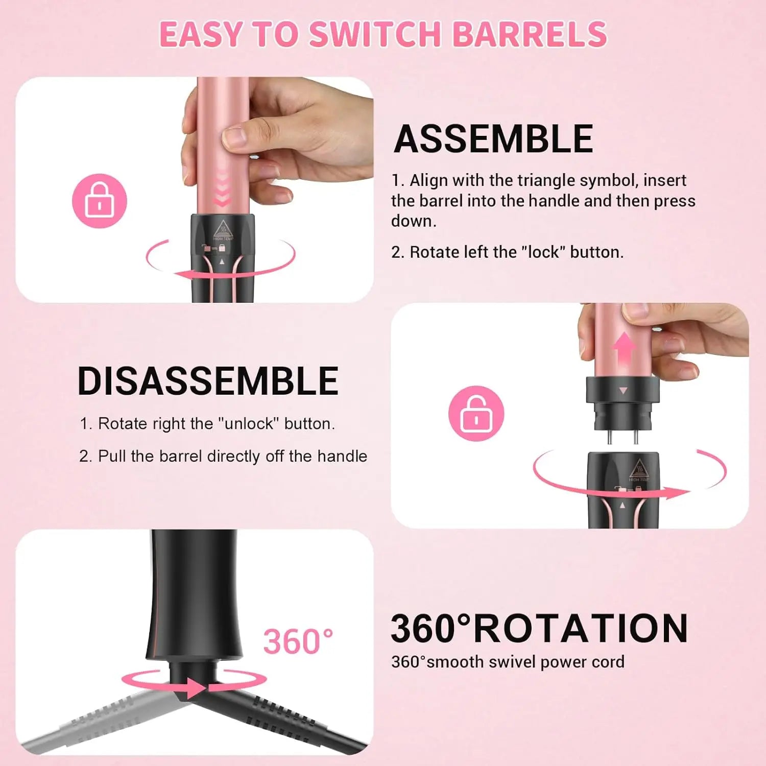 5 in 1 Curling Iron Set, Hair Curlers with Interchangeable Ceramic Barrels (0.76"-1.25"), Hair Crimper, Wand Curling Iron & Wave