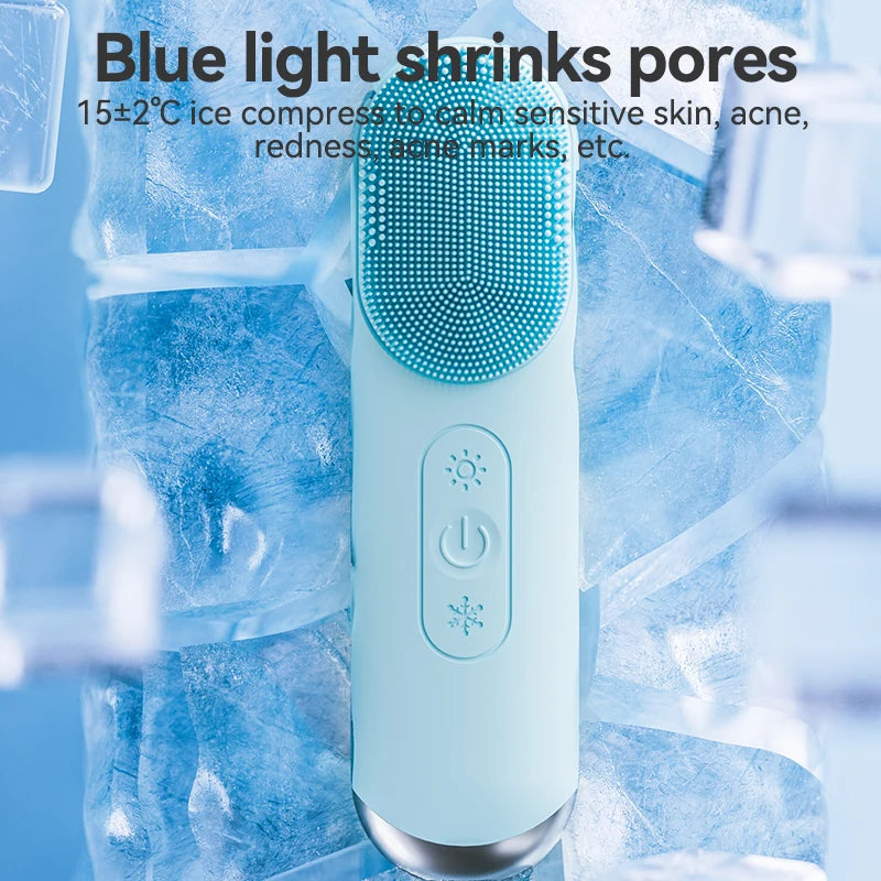 Facial Cleansing Brush, Silicone Face Scrubber, Electric Face Brushes for Cleansing with Vibration, Hot and Cold Modes, Face Scr