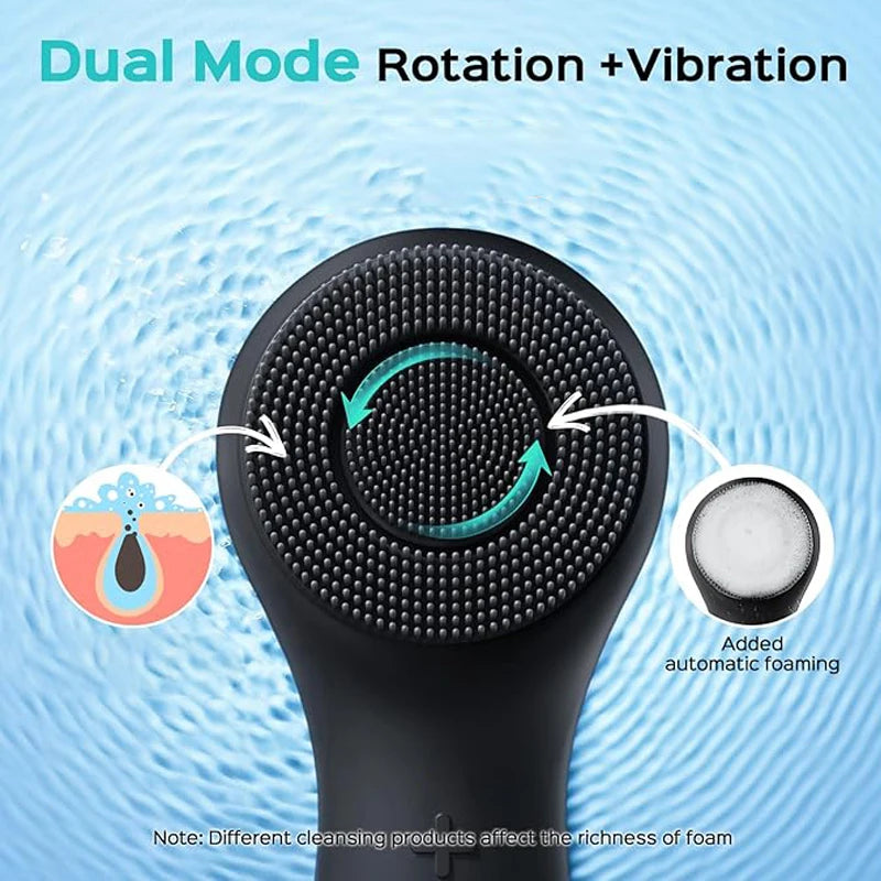 USB Charging Facial Brush, 360° Rotating Facial Cleaner, Silicone Facial Cleansing Brush, Facial Massager Vibration Massage