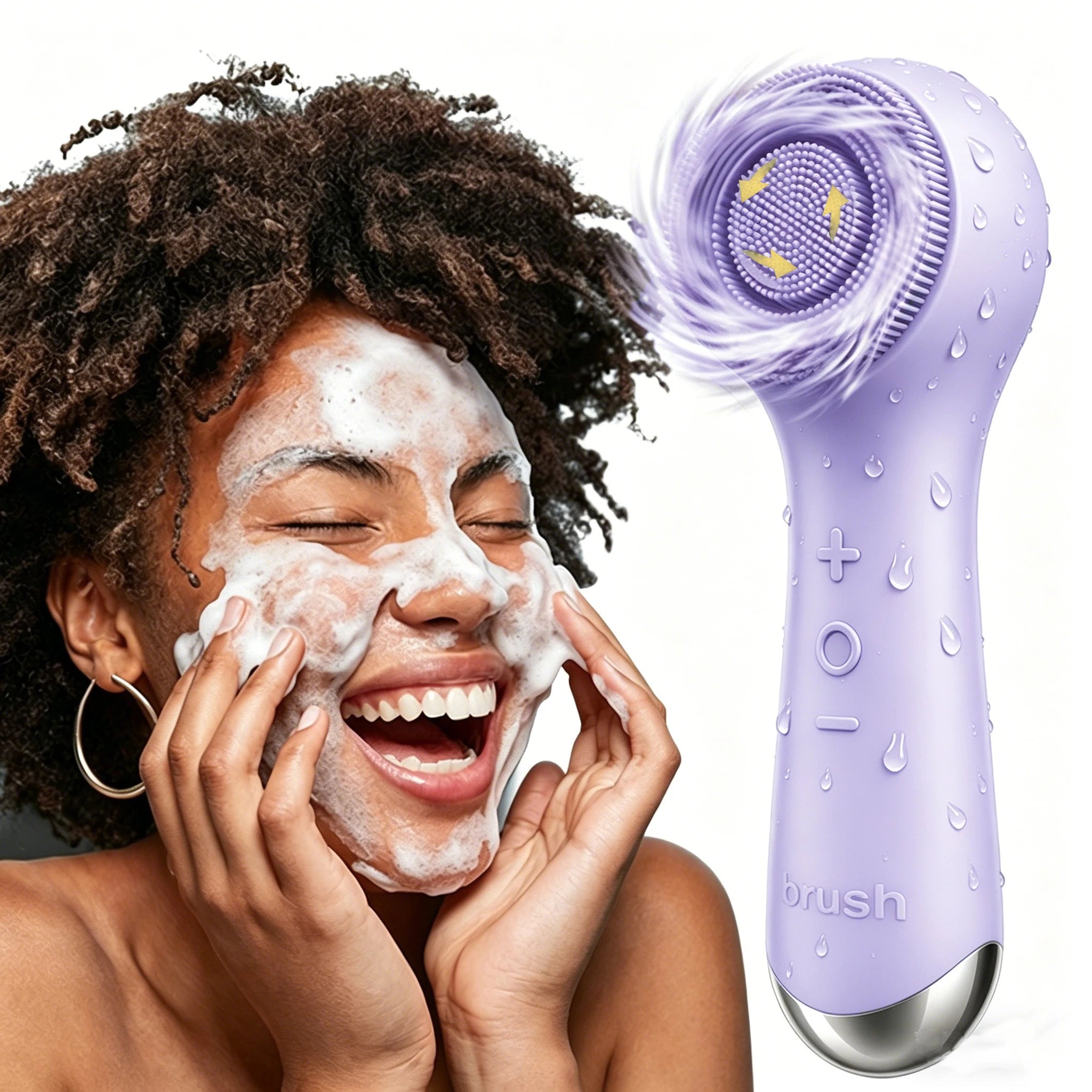 USB Charging Facial Brush, 360° Rotating Facial Cleaner, Silicone Facial Cleansing Brush, Facial Massager Vibration Massage