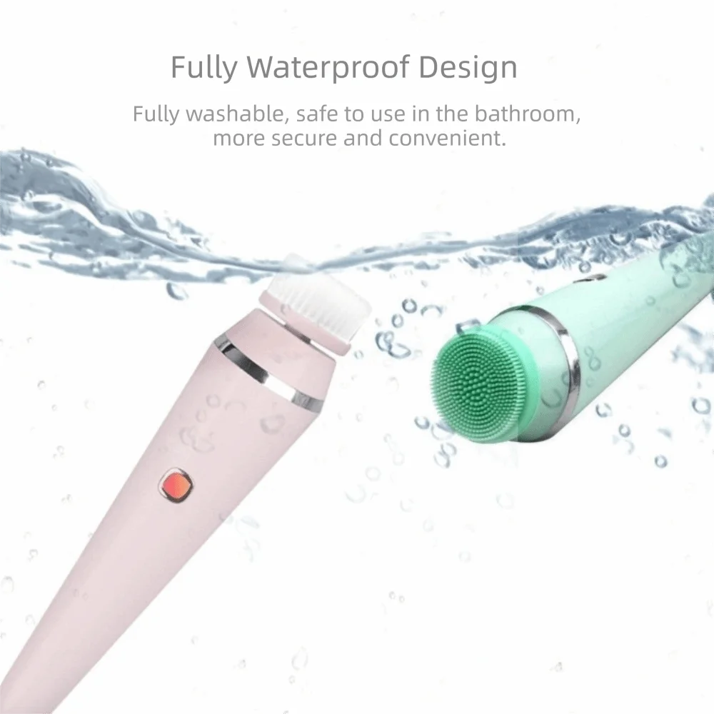 Silicone Electric Facial Cleansing Brush 4 Replaceable Brush Heads Ultrasonic Face Cleansing Device USB Recharge Genttle