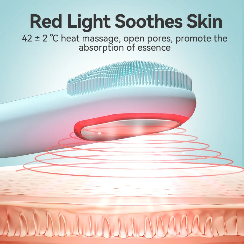 Facial Cleansing Brush, Silicone Face Scrubber, Electric Face Brushes for Cleansing with Vibration, Hot and Cold Modes, Face Scr