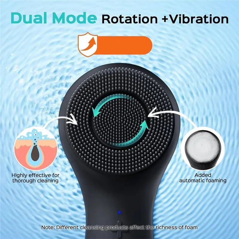 AA20-Face Scrubber Facial Cleansing Brush,Vibration With Automatic Foaming, Silicone Electric Exfoliator For Men Women