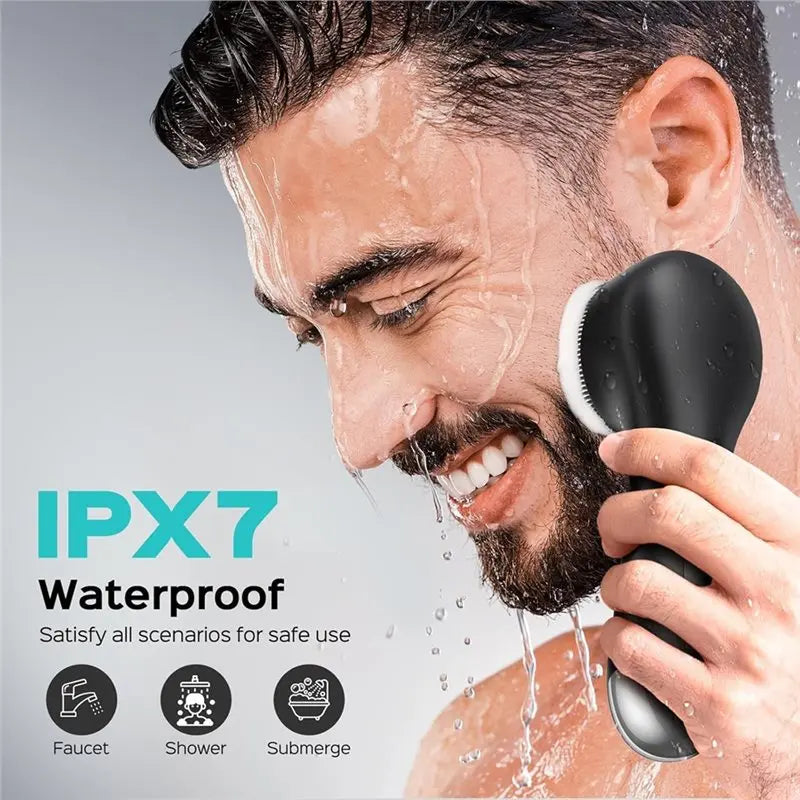 AA20-Face Scrubber Facial Cleansing Brush,Vibration With Automatic Foaming, Silicone Electric Exfoliator For Men Women