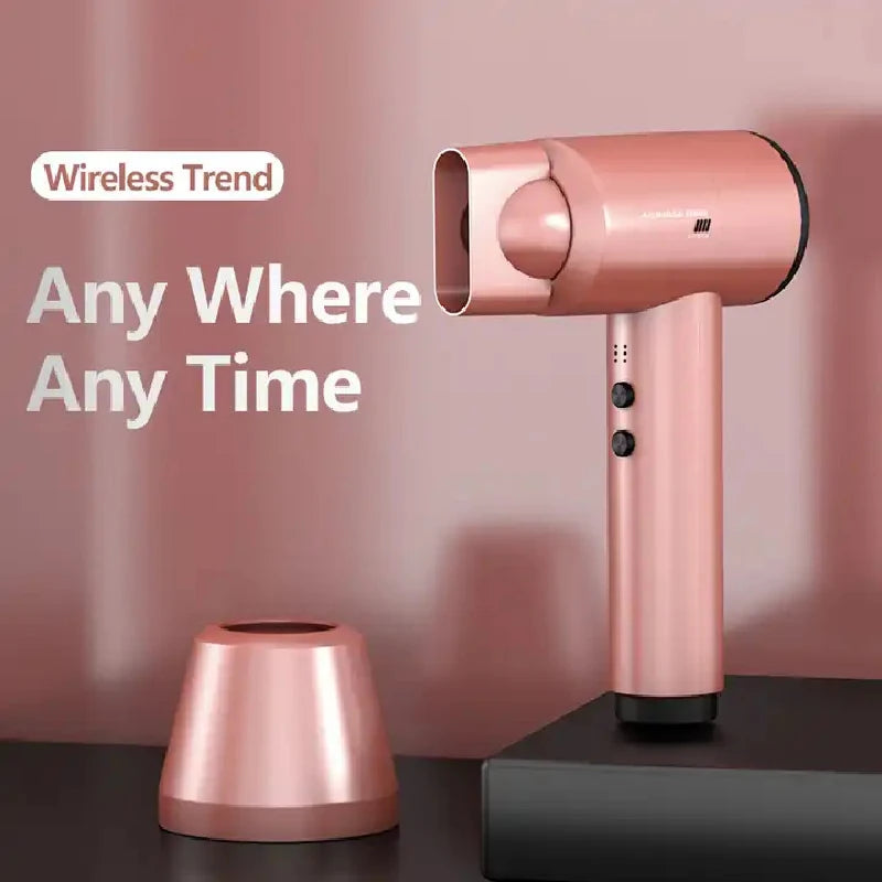 Portable Wireless Rechargeable Hair Dryer With Cold And Hot Air Lithium Battery Cordless 300W Outdoor Travel Blow Dryer