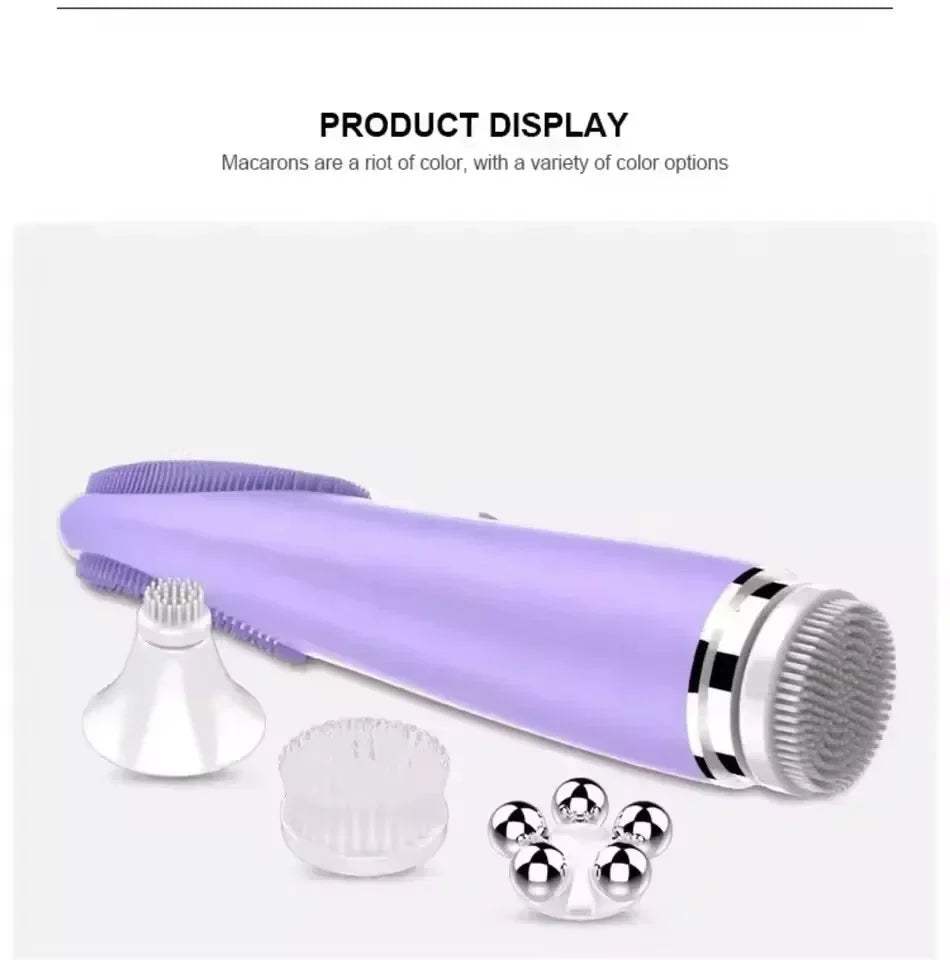 Multifunction Warm Facial 4 in 1Cleaning Brush Electric Face Washing Instrument 56℃ Face Massager Eye Face Cleaning Anti-Aging