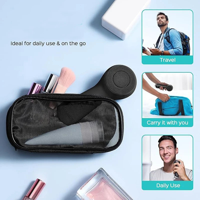 USB Charging Facial Brush, 360° Rotating Facial Cleaner, Silicone Facial Cleansing Brush, Facial Massager Vibration Massage