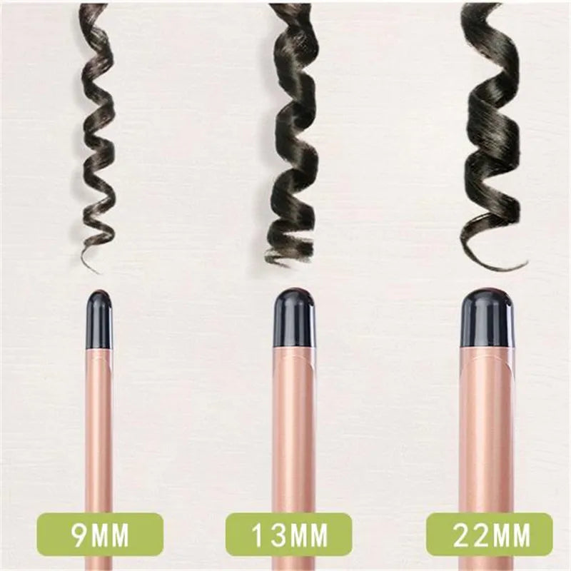 1PC 9mm 13mm 22mm Professional Gold Electric Hair Curler Curling Iron Hair Waver Pear Flower Cone Curling Wand Styling Tool 2#