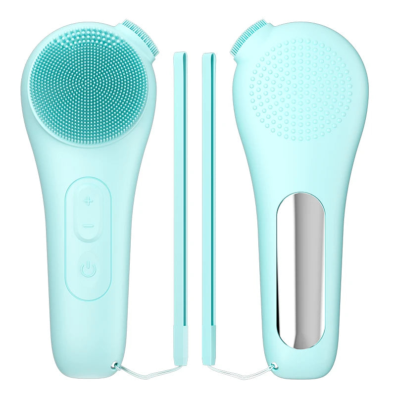 Silicone Face Scrubber, Waterproof Rechargeable Facial Cleansing Brush, 5 Cleansing Modes with Nose Brush for Women & Men Electr