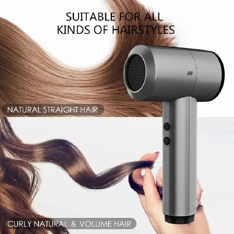 Portable Wireless Rechargeable Hair Dryer With Cold And Hot Air Lithium Battery Cordless 300W Outdoor Travel Blow Dryer