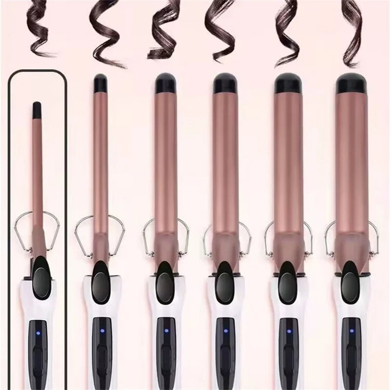 1PC 9mm 13mm 22mm Professional Gold Electric Hair Curler Curling Iron Hair Waver Pear Flower Cone Curling Wand Styling Tool 2#