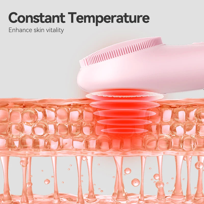 Silicone Face Scrubber, Waterproof Rechargeable Facial Cleansing Brush, 5 Cleansing Modes with Nose Brush for Women & Men Electr