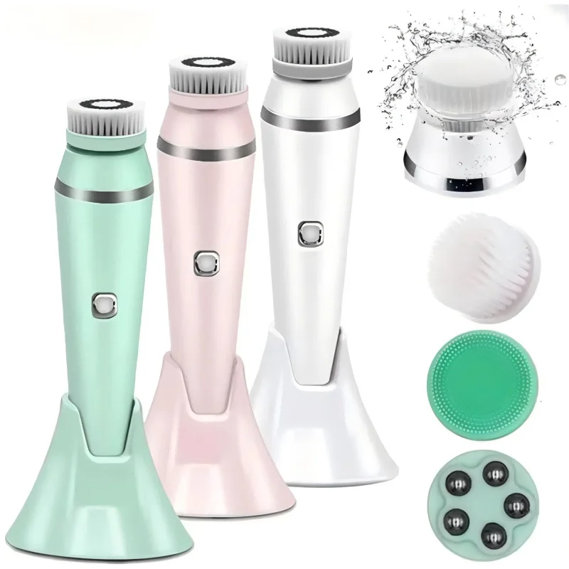 Waterproof IPX7 Electric Facial Cleansing Brush Electric Deep Cleaning Removal Blackhead Pore Exfoliator Face Massager Device