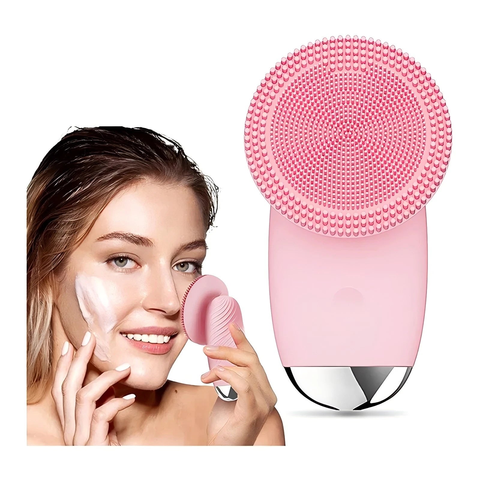 Electric Silicone Face Cleansing Brush Facial Scrubber Massager...