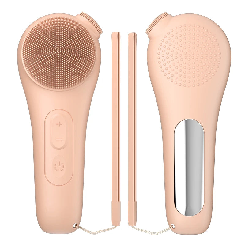 Silicone Face Scrubber, Waterproof Rechargeable Facial Cleansing Brush, 5 Cleansing Modes with Nose Brush for Women & Men Electr