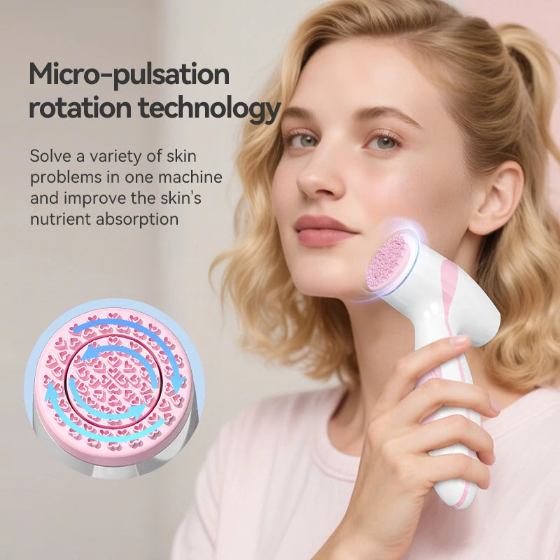 Facial Cleansing Brush, Waterproof Dual Rotating Facial Cleansing Brush, Comes With 3 Brush Heads and 2 Adjustable Speeds, Recha
