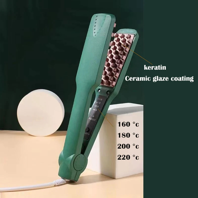 Professional Volumizing Hair Iron Ceramic 3D Grid Hair Crimper Curling Tools Splint Flat Iron Hair Styling Tools