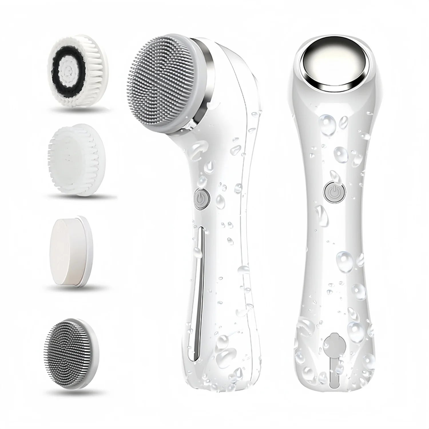 Facial Cleansing Brush, 2 in 1 Waterproof IPX7 Facial Spin Scrubber Set with 4 Brush Heads, Rechargeable Exfoliating Face Brush