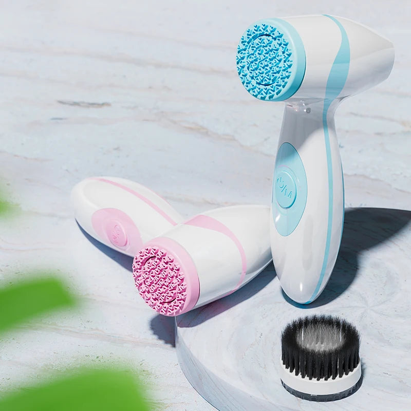 Facial Cleansing Brush, Waterproof Dual Rotating Facial Cleansing Brush, Comes With 3 Brush Heads and 2 Adjustable Speeds, Recha