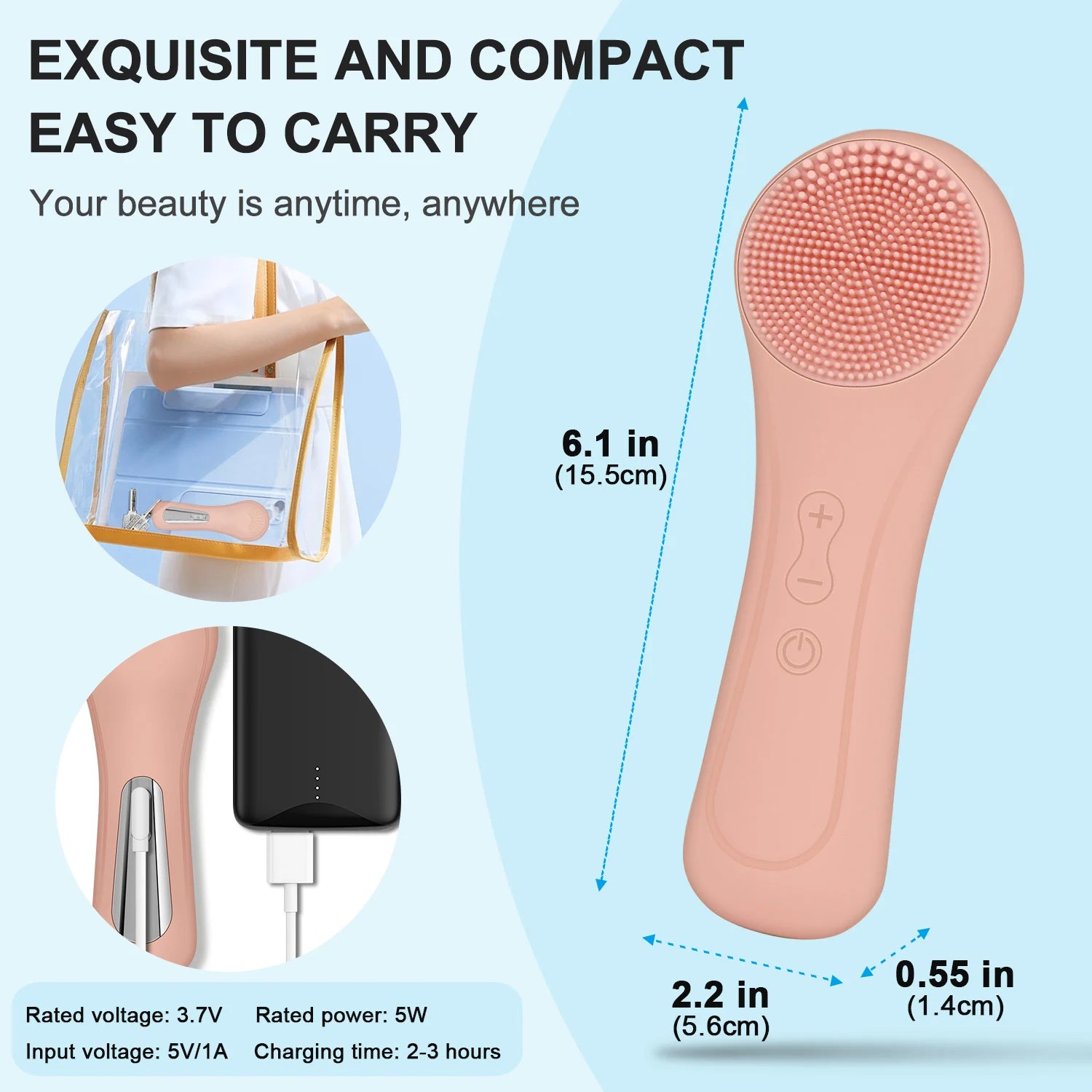 CMH Ultrasonic Waterproof Cleansing Brush Rechargeable Frosted Exfoliating Vibrating Deep Cleaning and Skincare Tool