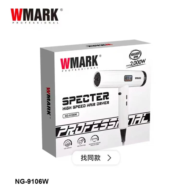 WMARK Hair Dryer Professional Blow Drier Hot and Cold Adjustment Hair Dryer Machine Wired Negative Ion Home Appliance NG-9106W