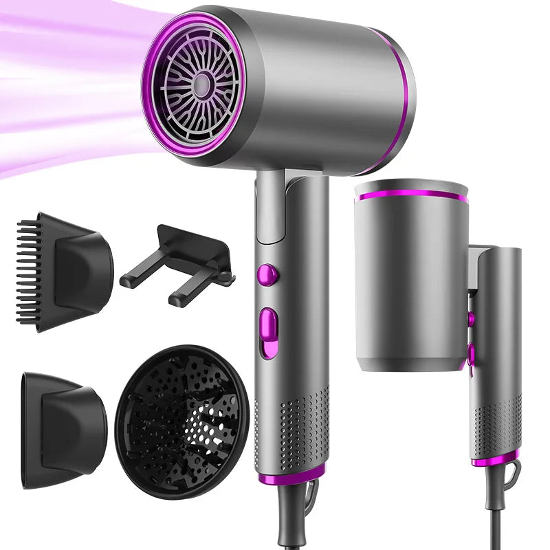 220V New Foldable Hair Dryer 2400W High-Power Silent Hair Dryer With Cold And Hot Air Distribution And Multi Nozzle Blower