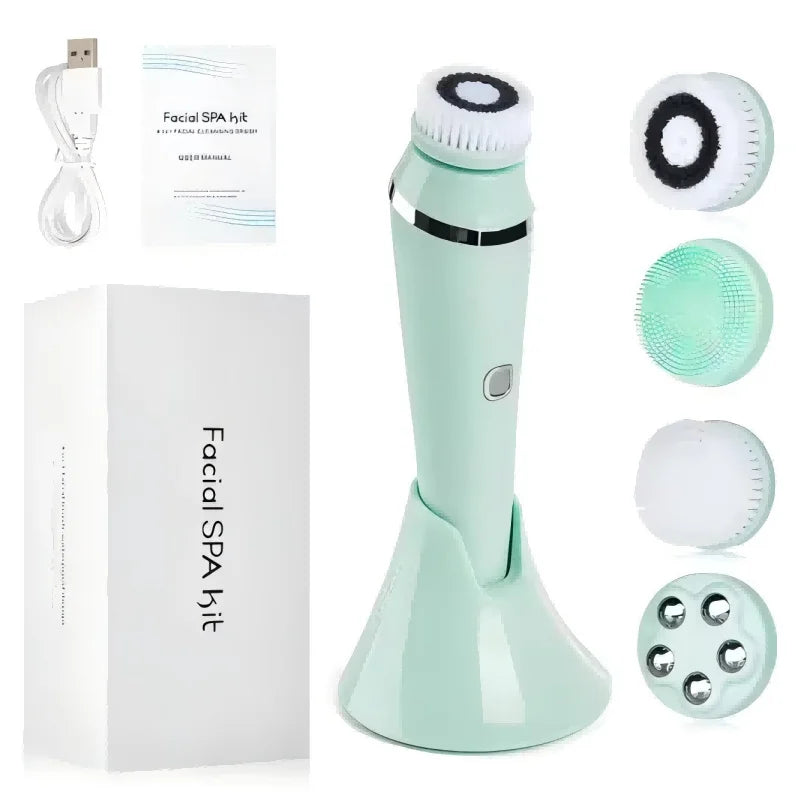 Waterproof IPX7 Electric Facial Cleansing Brush Electric Deep Cleaning Removal Blackhead Pore Exfoliator Face Massager Device