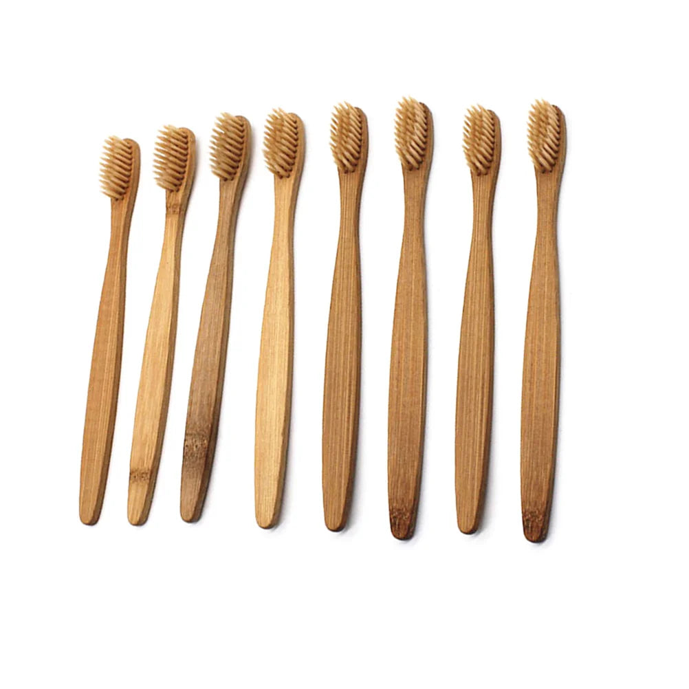 8pcs Bamboo Toothbrush Natural Wooden ECO Friendly Toothbrush with Bristles
